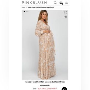 Taupe Floral Chiffon Maternity Maxi Dress